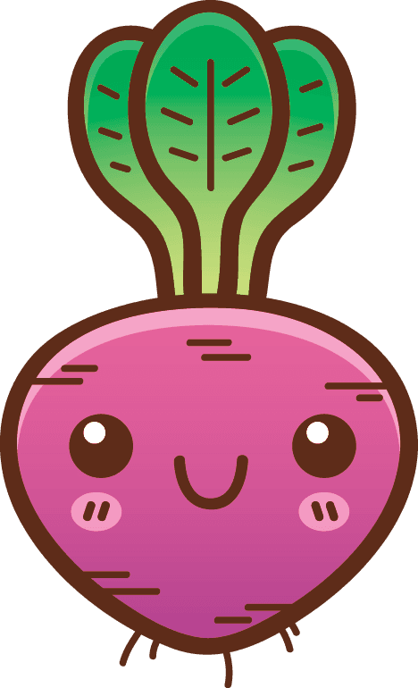 A happy cartoon beet.